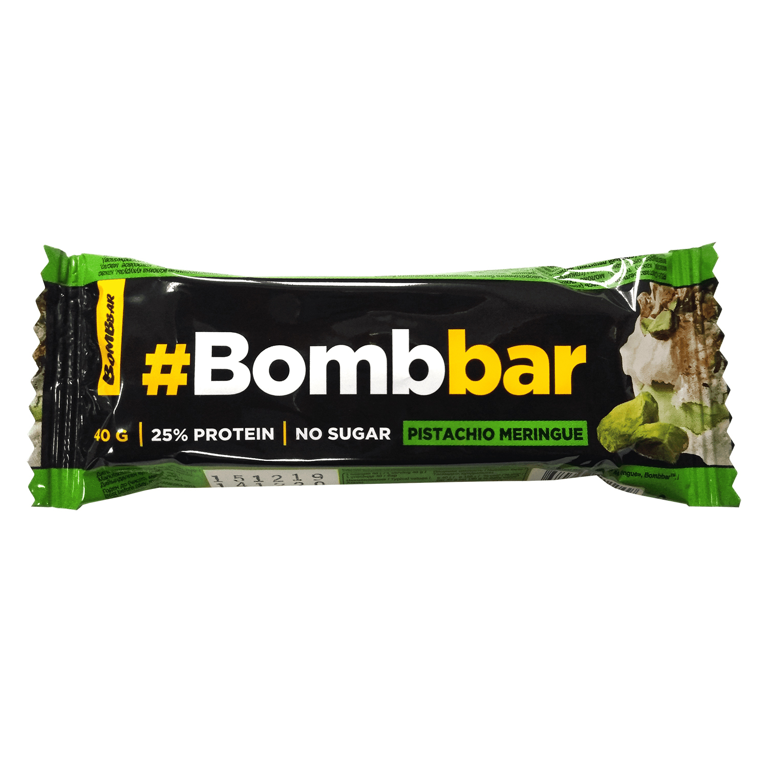 Батончик Bombbar протеиновый Фисташковая меренга в шоколаде 40г - фото 1