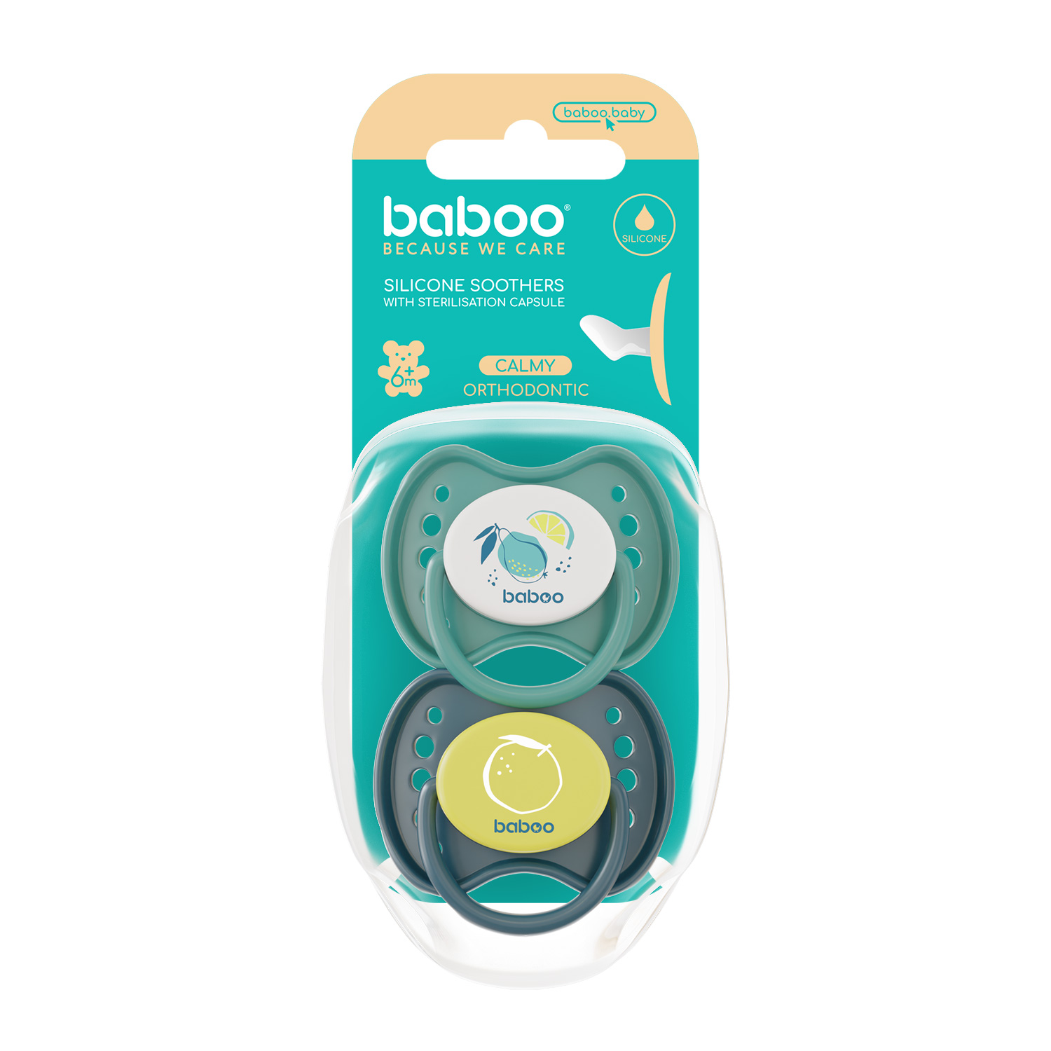 Пустышка BABOO силикон ортодонтическая от 6 мес. 2 шт. - фото 3