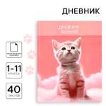 Дневник ArtFox STUDY для 1-11 класса, в интегральной обложке, 40 л. "Котик на облаке"