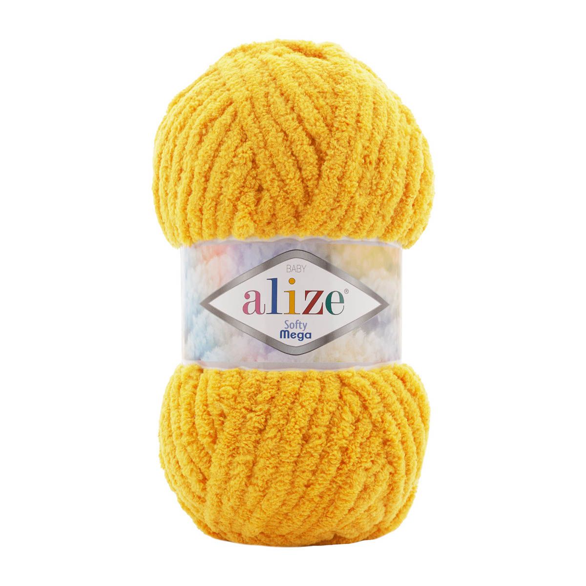 Пряжа для вязания Alize softy mega 100 гр 70 м микрополиэстер мягкая 216 мимоза 5 мотков - фото 6