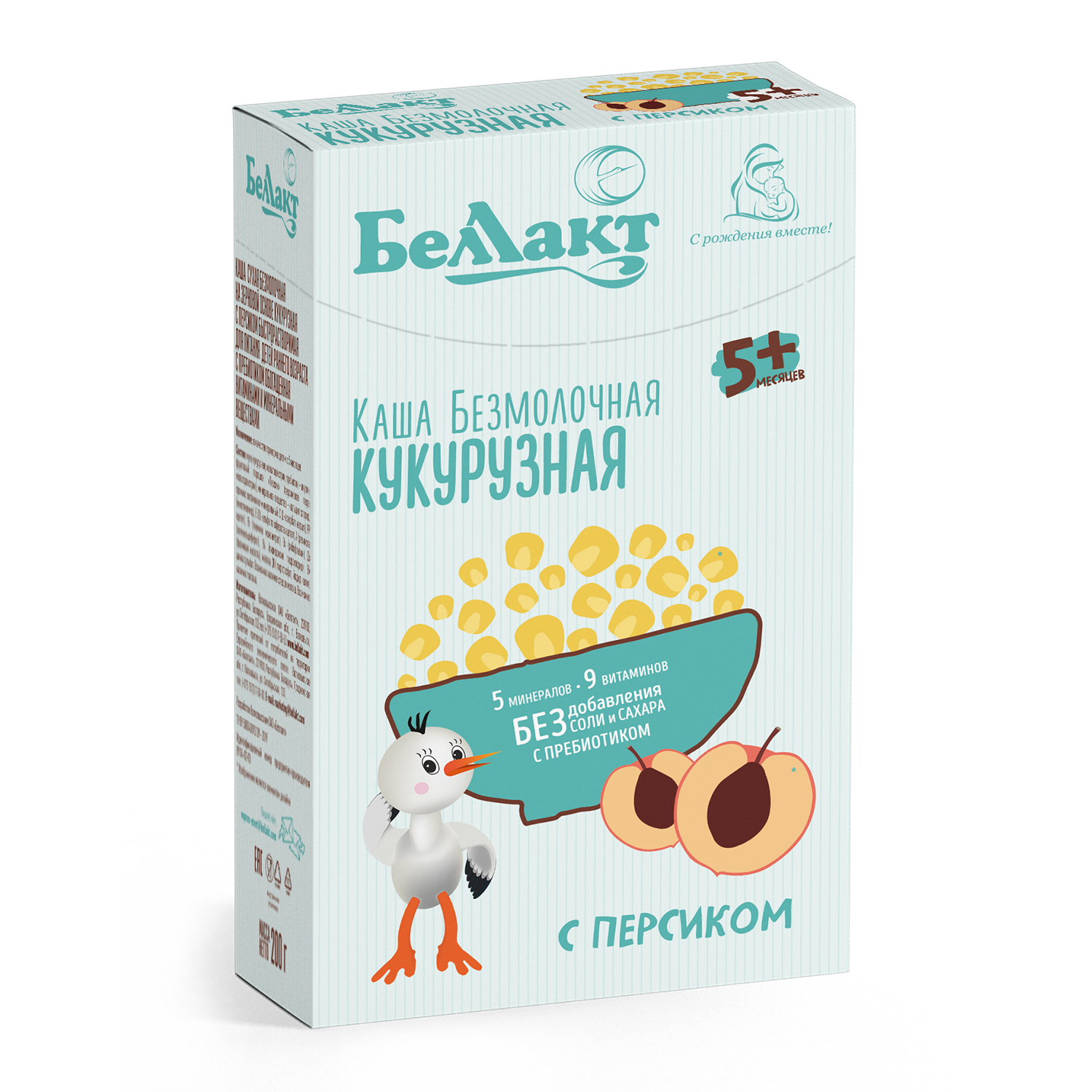 Каша безмолочная Беллакт на зерновой основе кукурузная с персиком 200г - фото 1