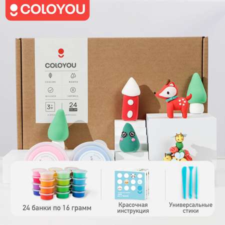 Пластилин COLOYOU воздушный 24 цв.
