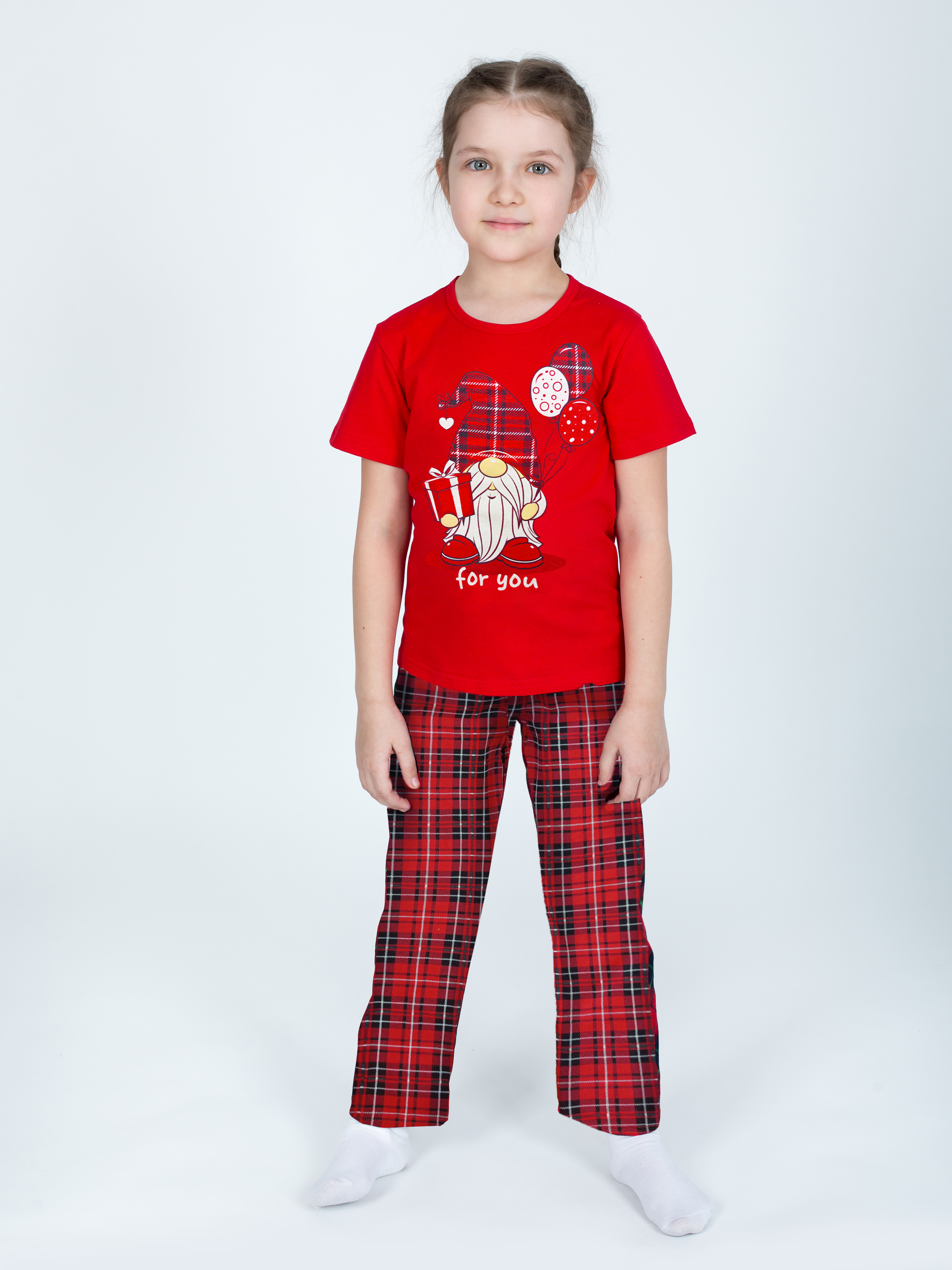 Пижама KiMMi co К-1408827п/1 красный клетка красная гном - фото 14