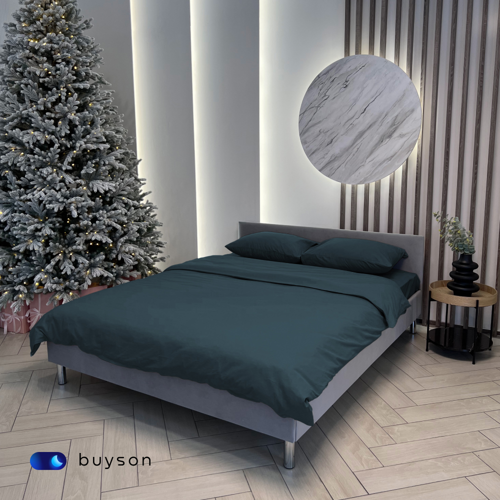 Пододеяльник buyson BuyDream 145х215 см, хлопок (поплин), серо-голубой - фото 10