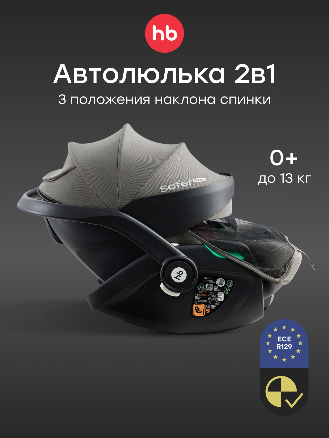 Изображение товара Автокресло Happy Baby Safer-pro 0 (0 -13 кг) зеленый Изображение товара Автокресло Happy Baby Safer-pro 0 (0 -13 кг) зеленый