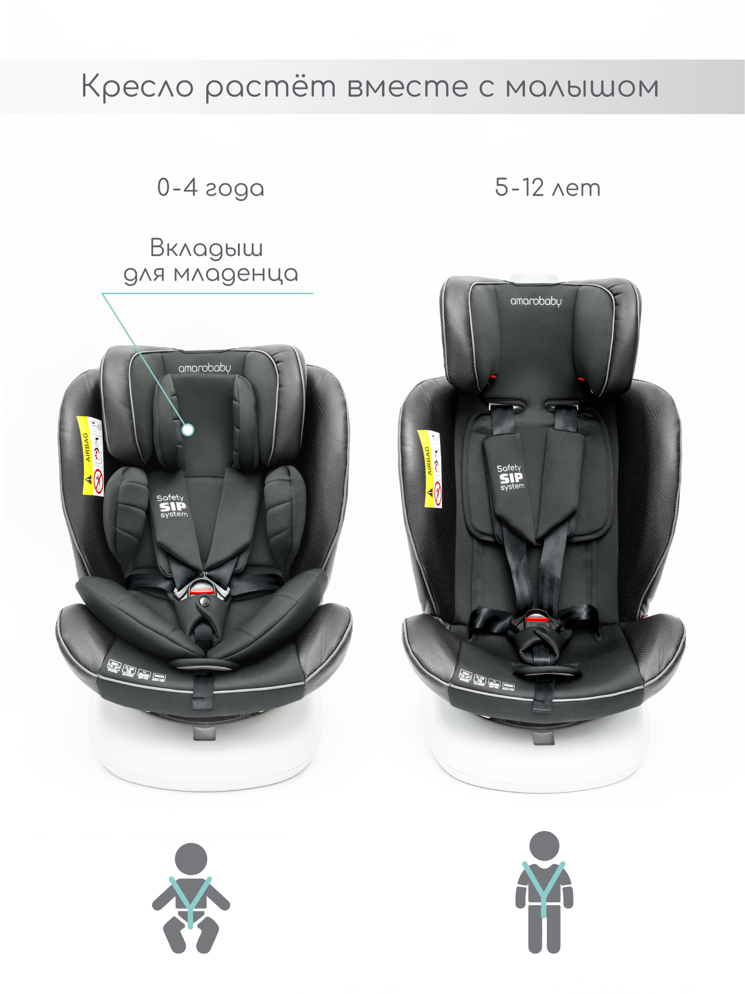 Автокресло Amarobaby Champion Isofix 0+/1/2/3 (0-36 кг) черный - фото 4