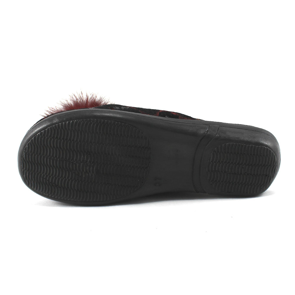 Тапочки Europen 1010пушок-СВ EUROPEN Тапочки домашние,черно-бордовый - фото 5