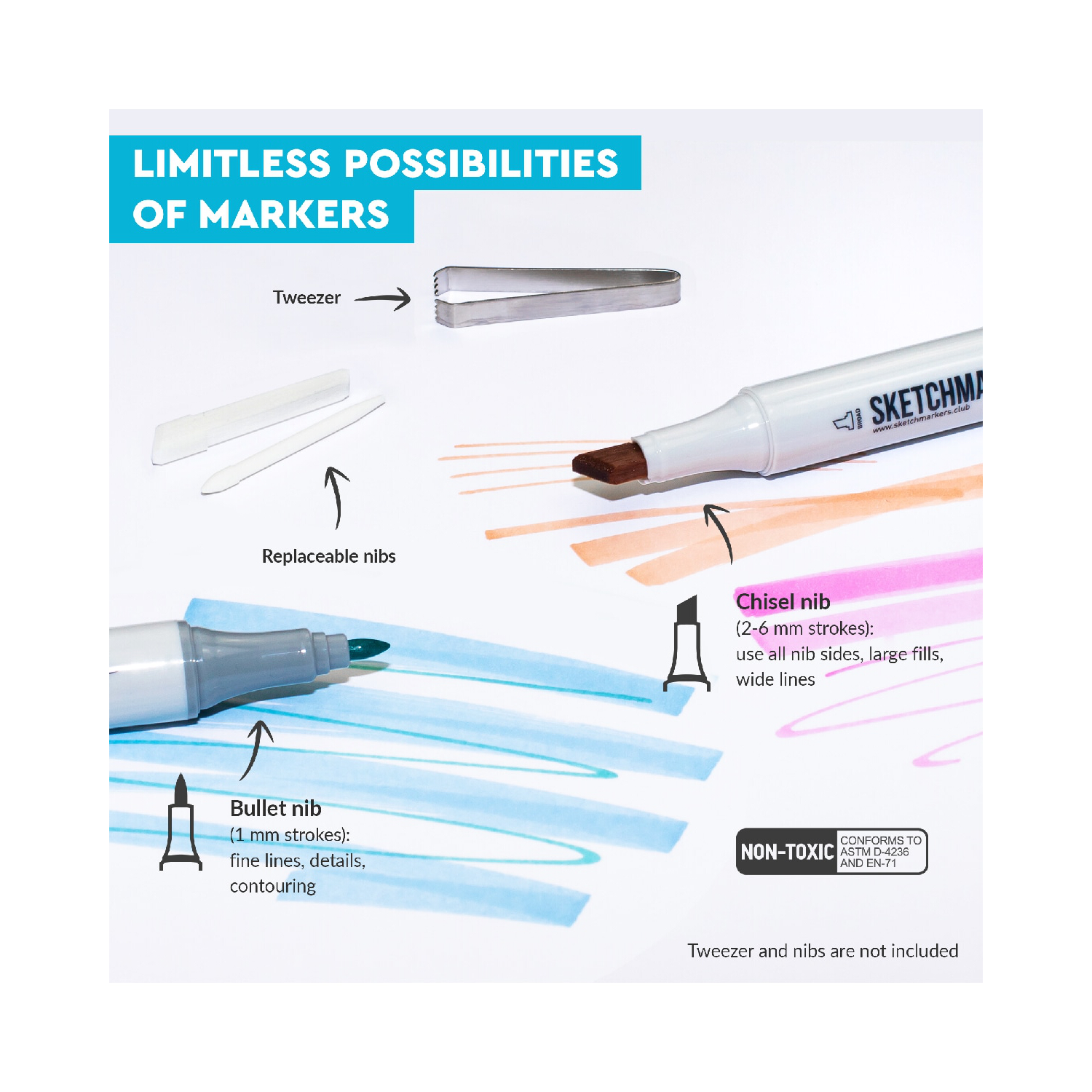 Фломастеры SKETCHMARKER двусторонний 6 цв. - фото 4
