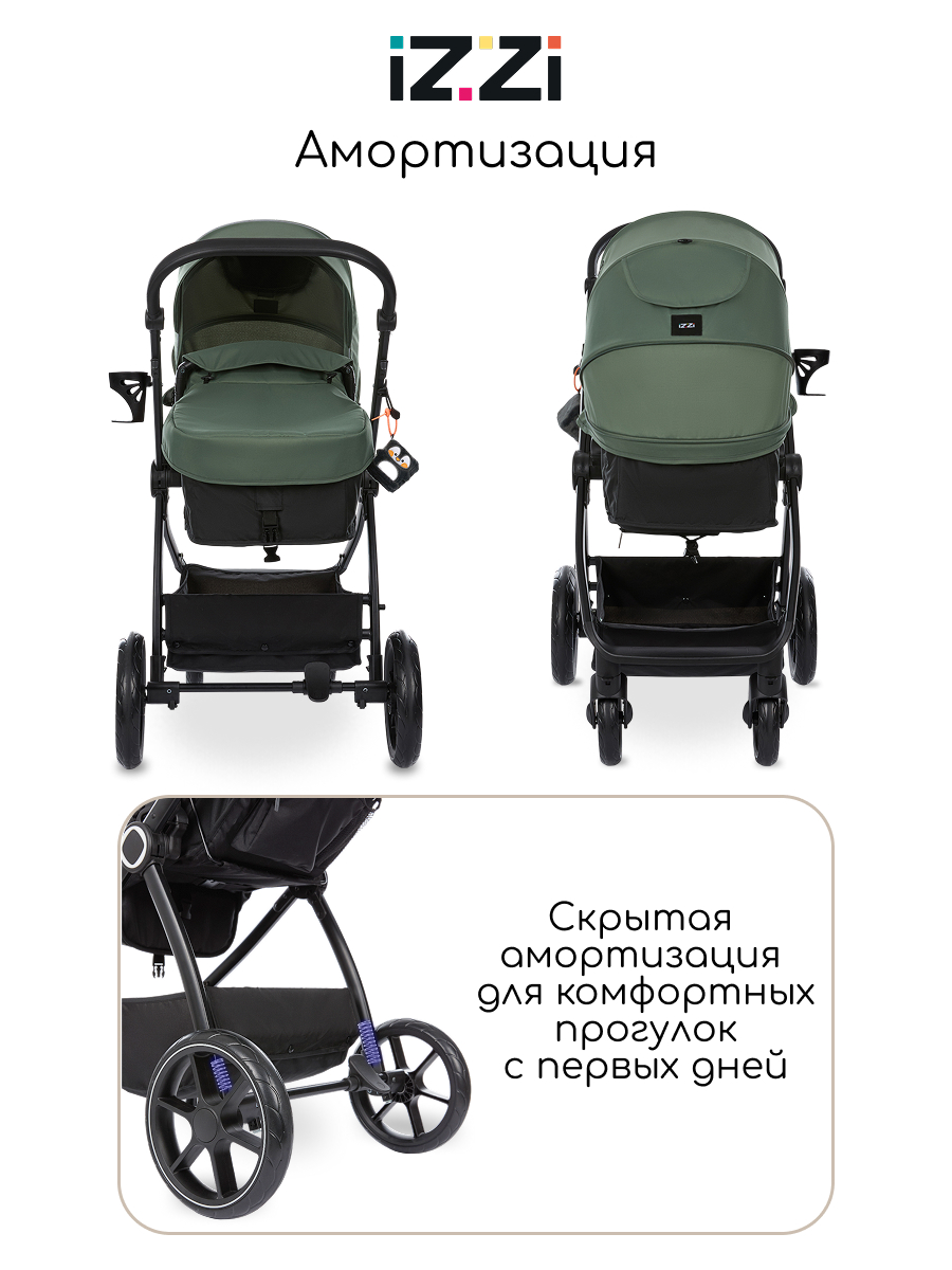 Коляска трансформер iZZi универсальная зеленый - фото 5