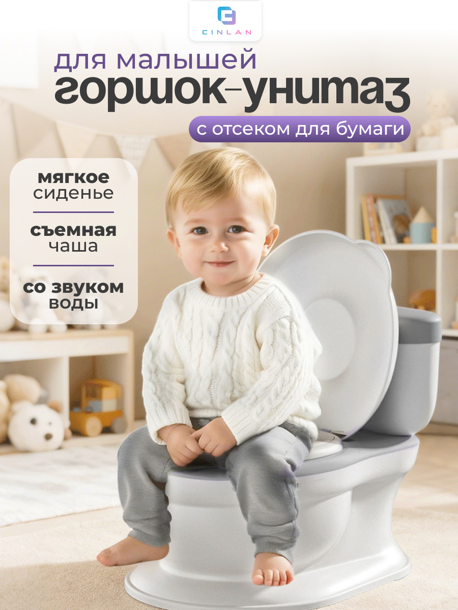 Горшок CINLANKIDS музыкальный серый - фото 2