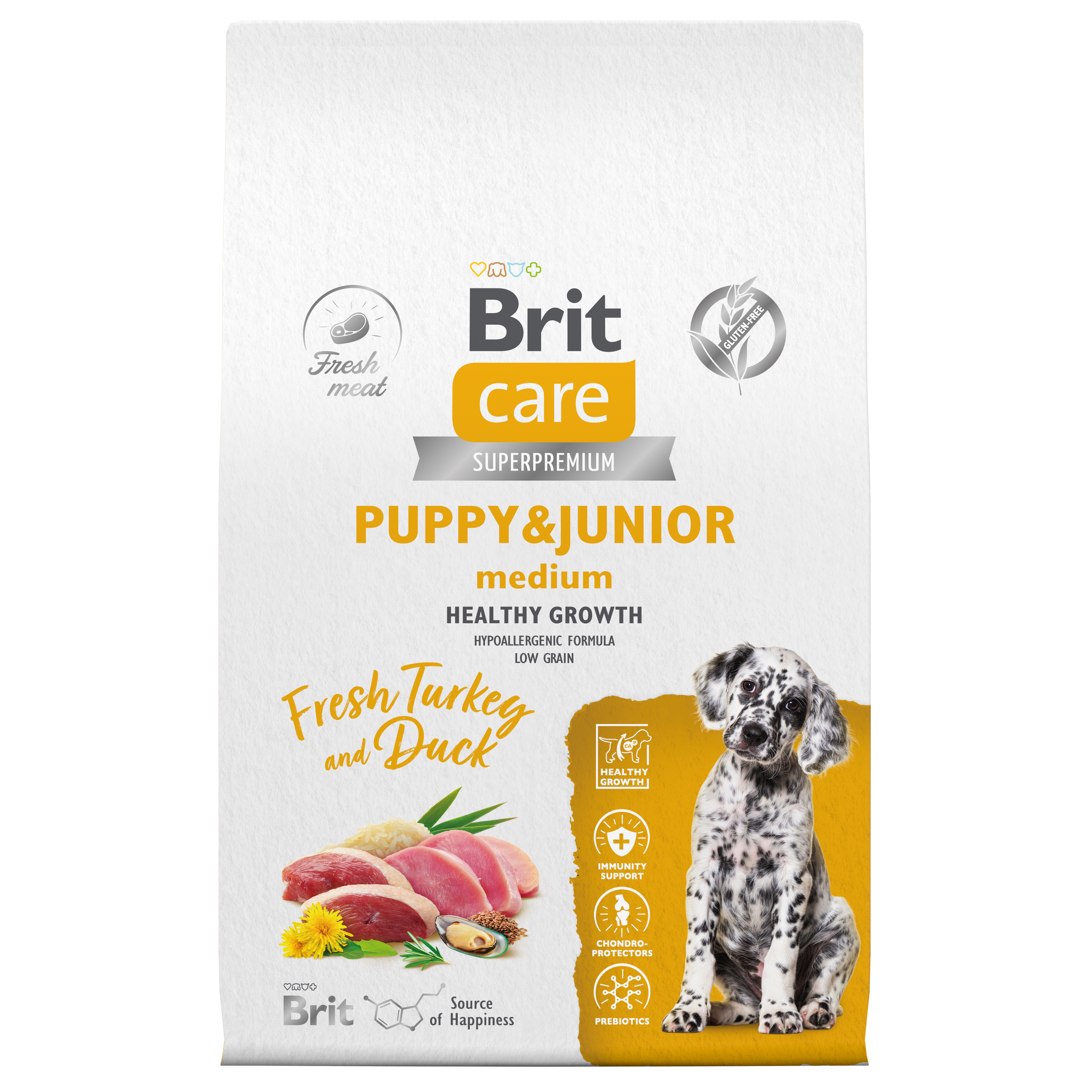 Корм для щенков Brit Care 12кг средних пород с индейкой и уткой - фото 3