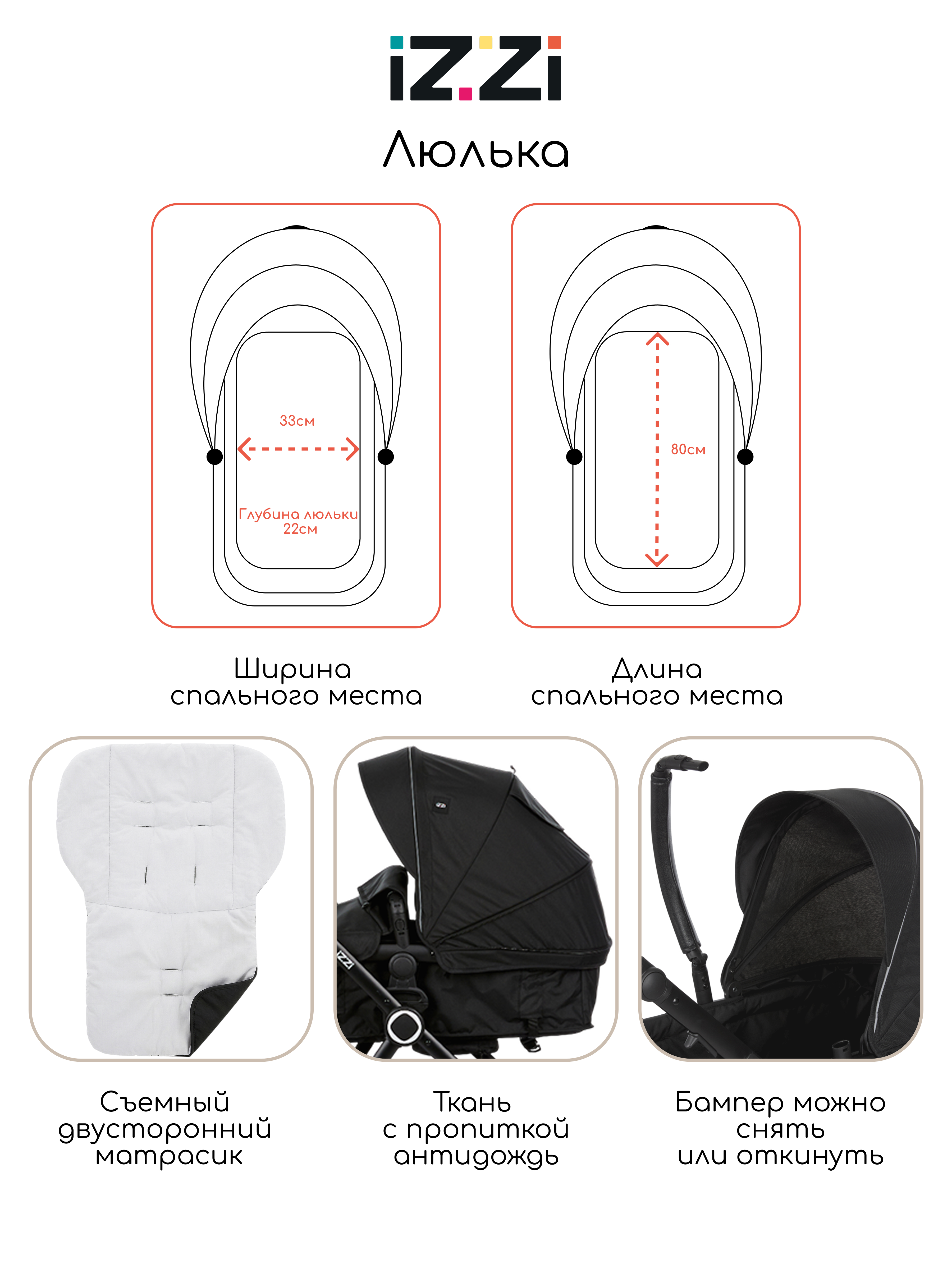 Коляска трансформер iZZi Универсальная черный - фото 3
