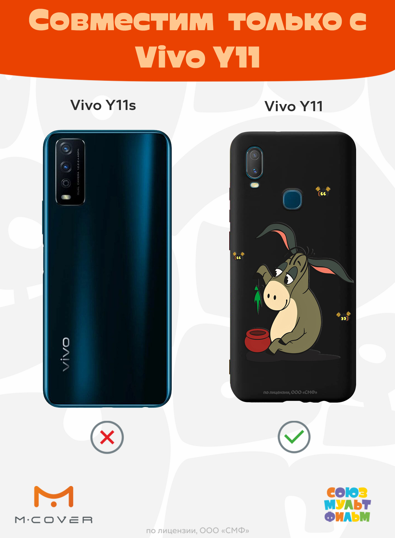 Силиконовый чехол Mcover для смартфона Vivo Y11 Союзмультфильм Грустный Ослик Иа - фото 5