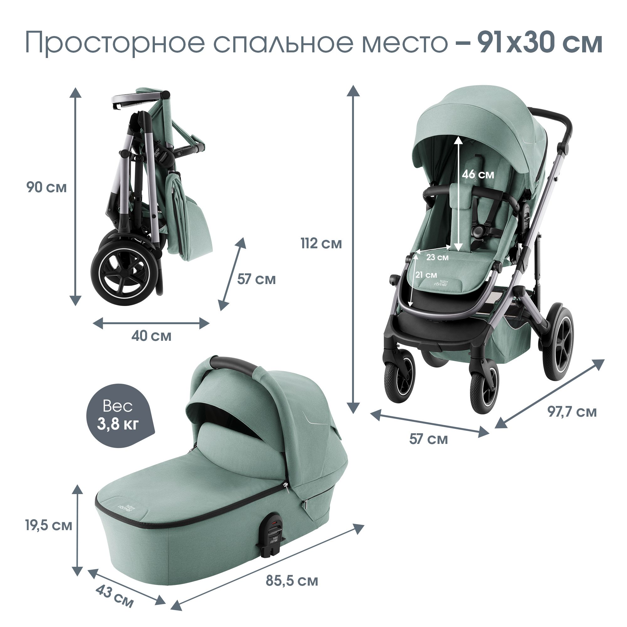 Коляска 2в1 Britax Roemer Smile 5Z jade green - фото 13
