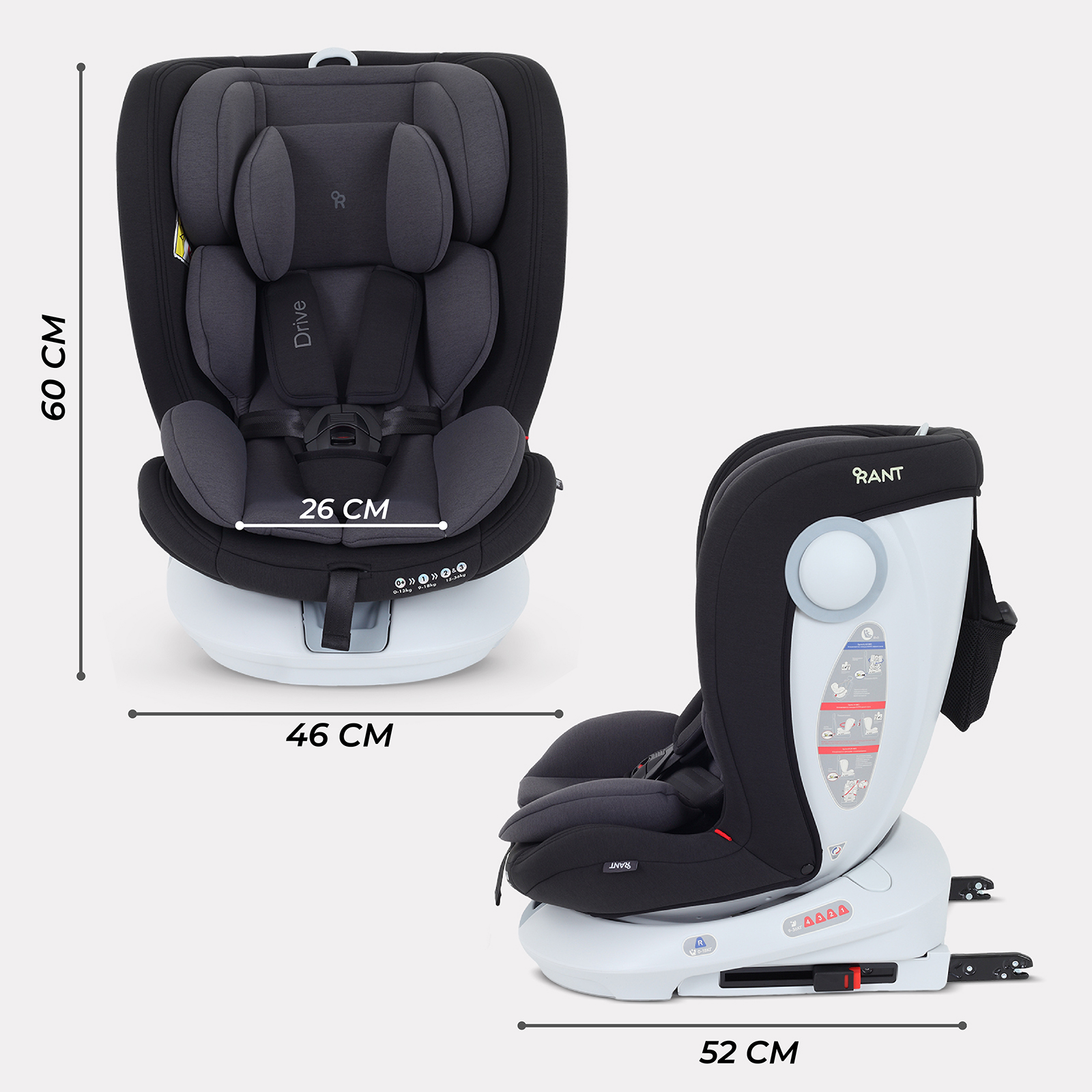 Автокресло Rant Drive Isofix 0+/1/2/3 (0-36 кг) серый - фото 2