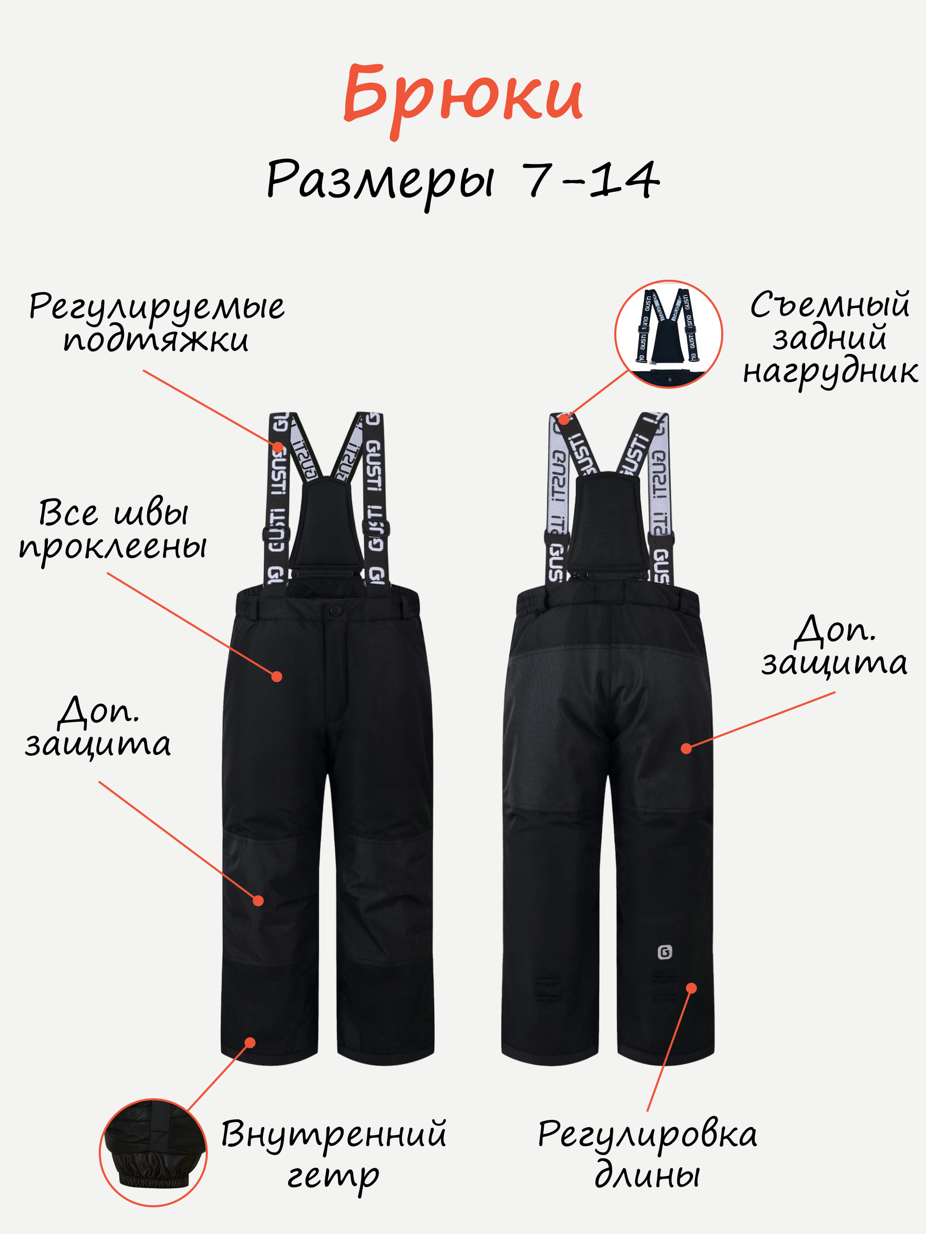 Куртка и полукомбинезон GUSTI GW4BS531-OCEANSIDE-BLACK - фото 7