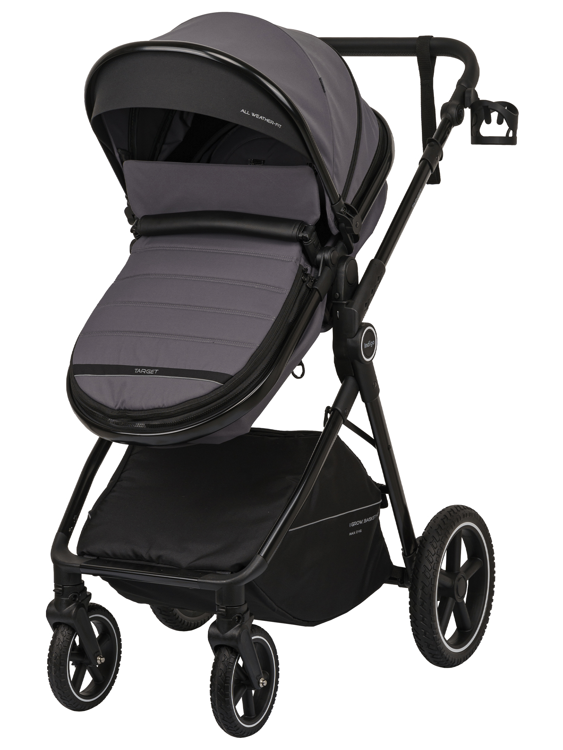 Коляска трансформер Indigo TARGET 3в1 серый - фото 24