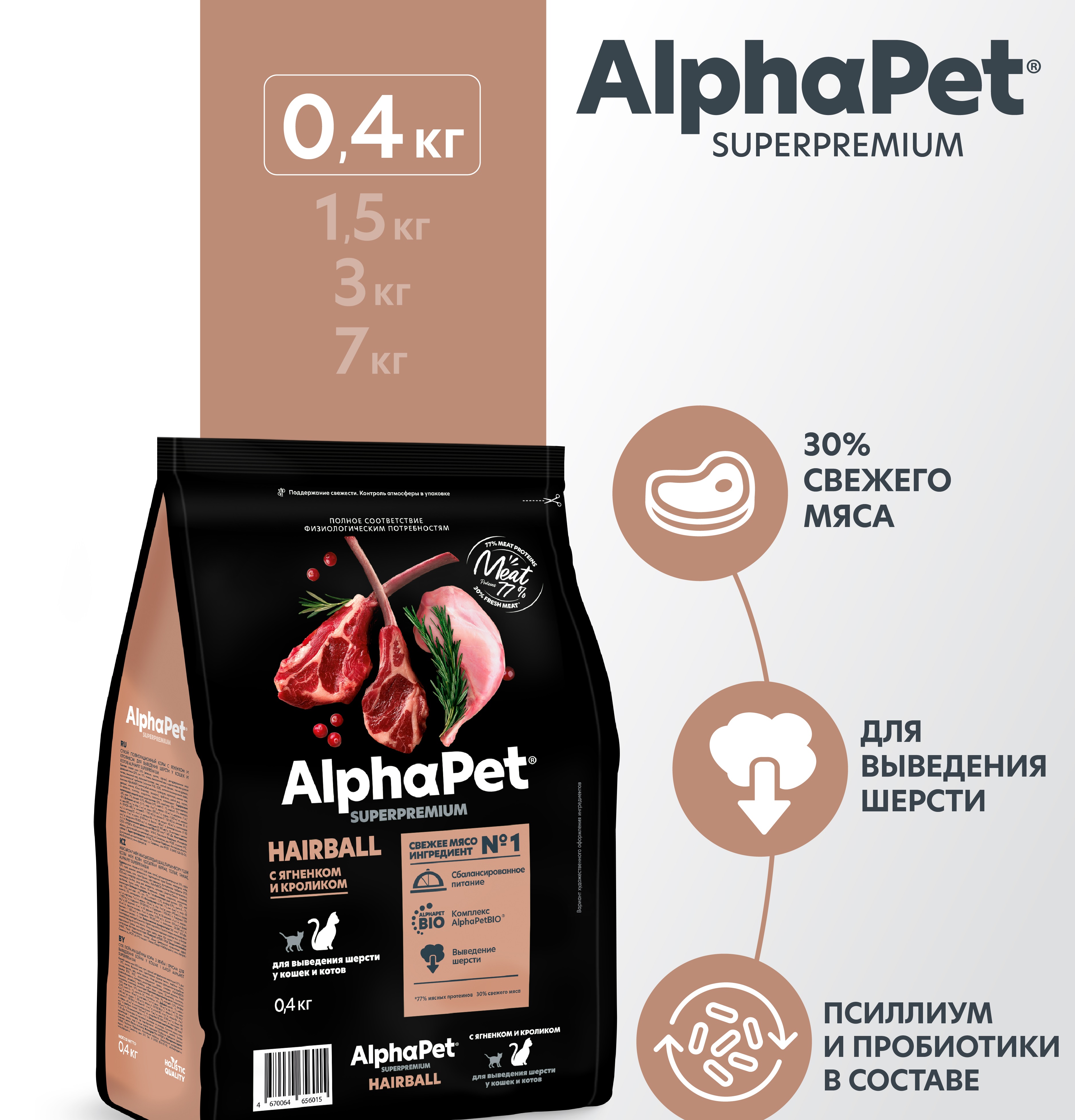 Сухой полнорационный корм AlphaPet с ягненком и кроликом - фото 1