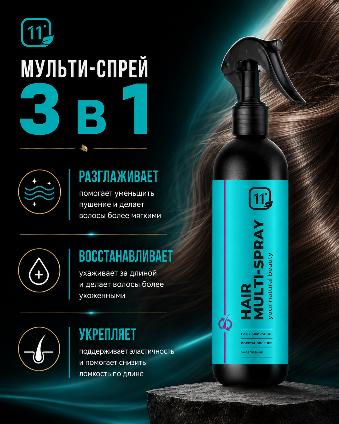 Термозащитный спрей для волос 11i professional легкое расчесывание - фото 7