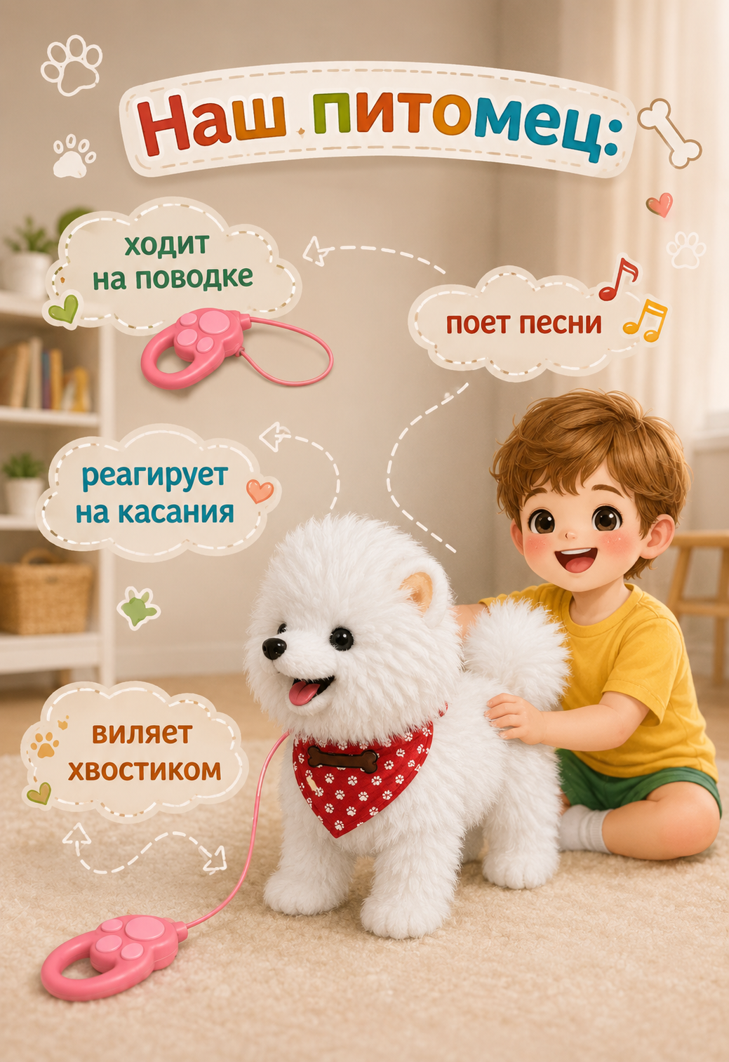 Мягкая игрушка BalaToys Собака на поводке - фото 2