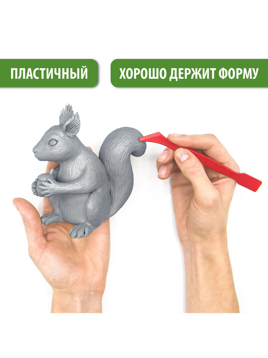 Пластилин скульптурный Brauberg набор для лепки мягкий серый 5 кг - фото 2