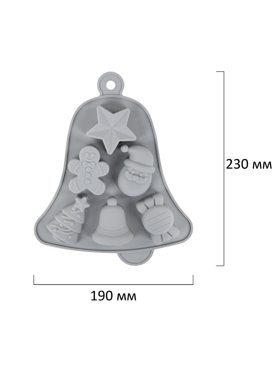 Форма для выпечки Золотая сказка формочки для льда и запекания новогодние силиконовые 6 ячеек - фото 8