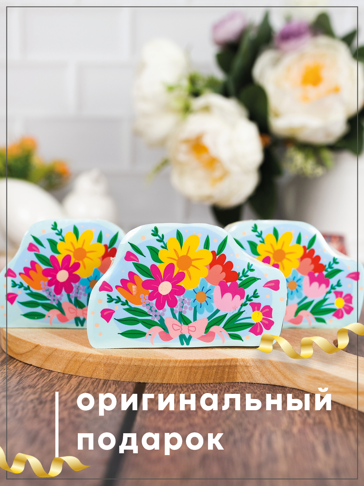 Набор полотенец прессованных 3 штуки Wellness P47 цветы 3 - фото 6