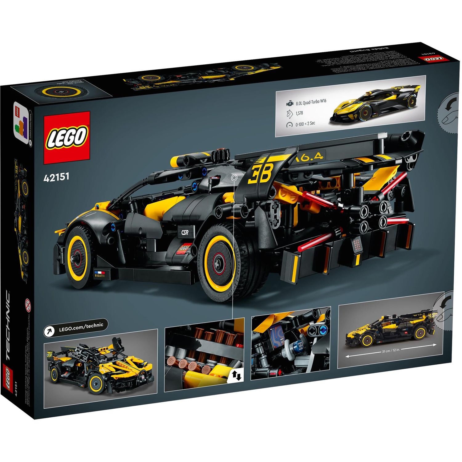 Конструктор LEGO Technic Бугатти Болид блочный - фото 7