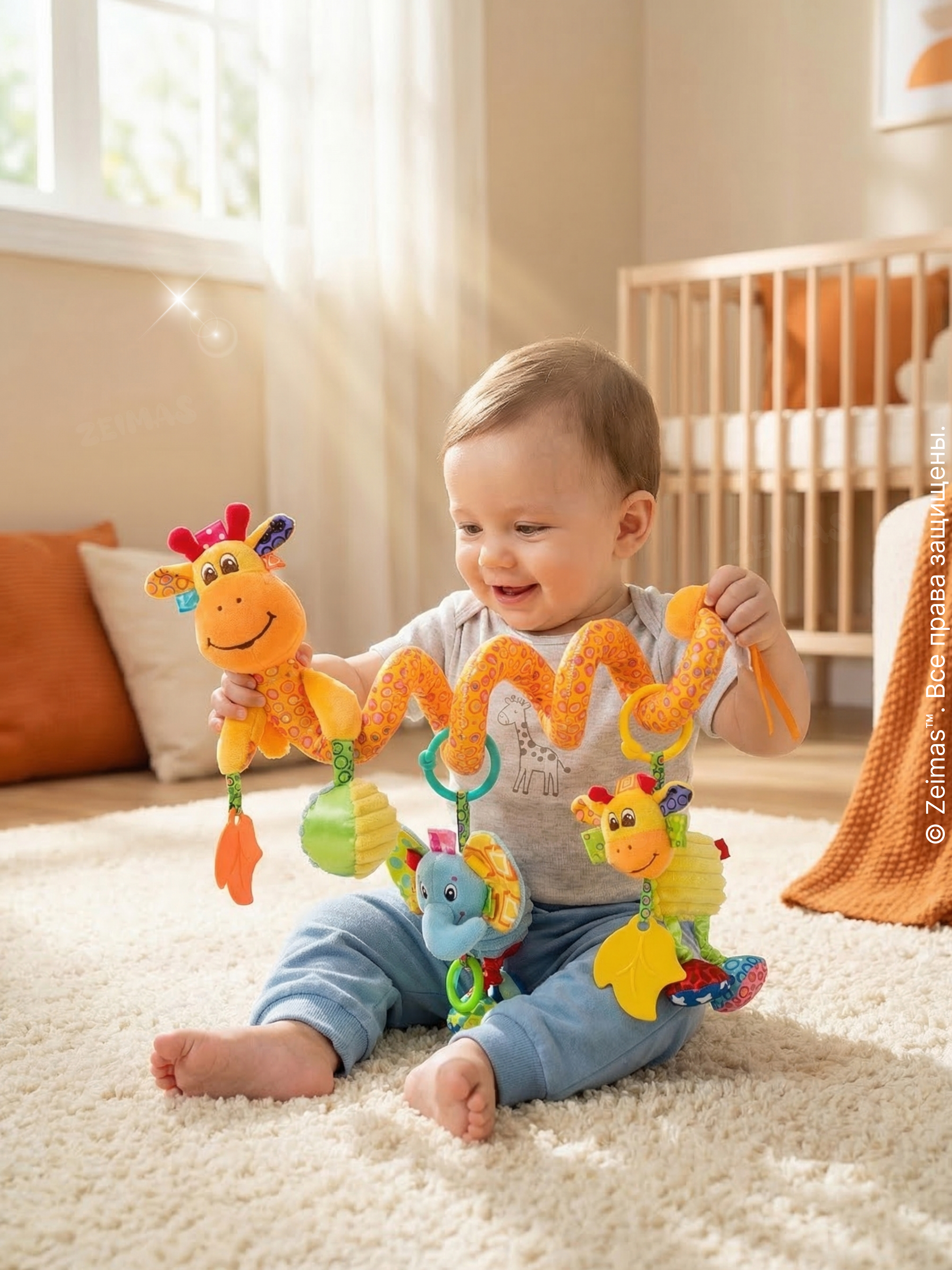 Игрушка Zeimas подвеска спираль погремушка Жираф - фото 15