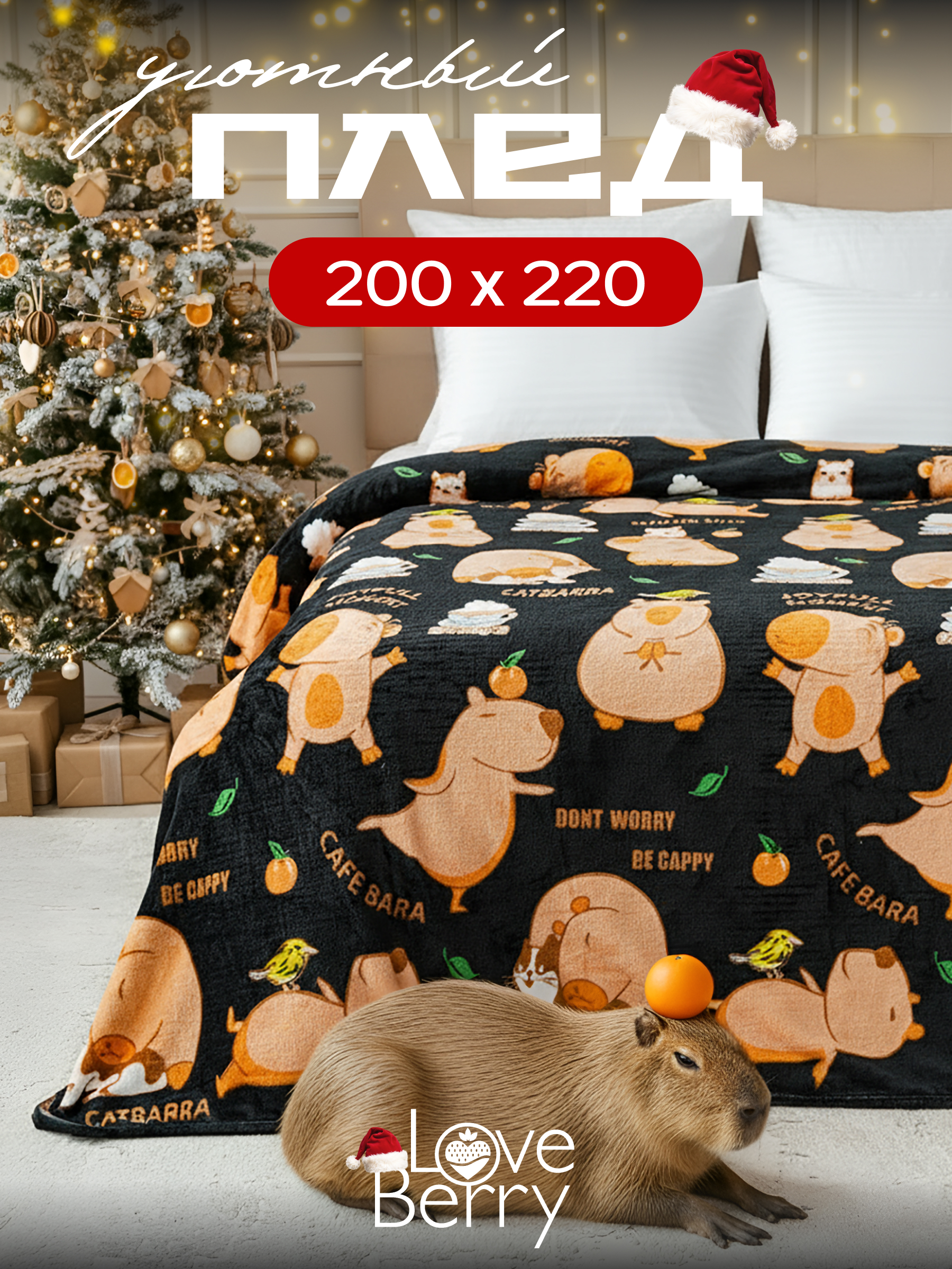 Плед LOVEBERRY Капибара 200 x 220 см велсофт - фото 1