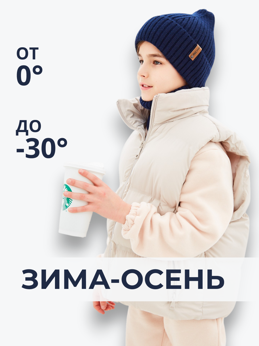 Шапка и снуд NYCkids NYC-H-53-poloski-DblueB - фото 3