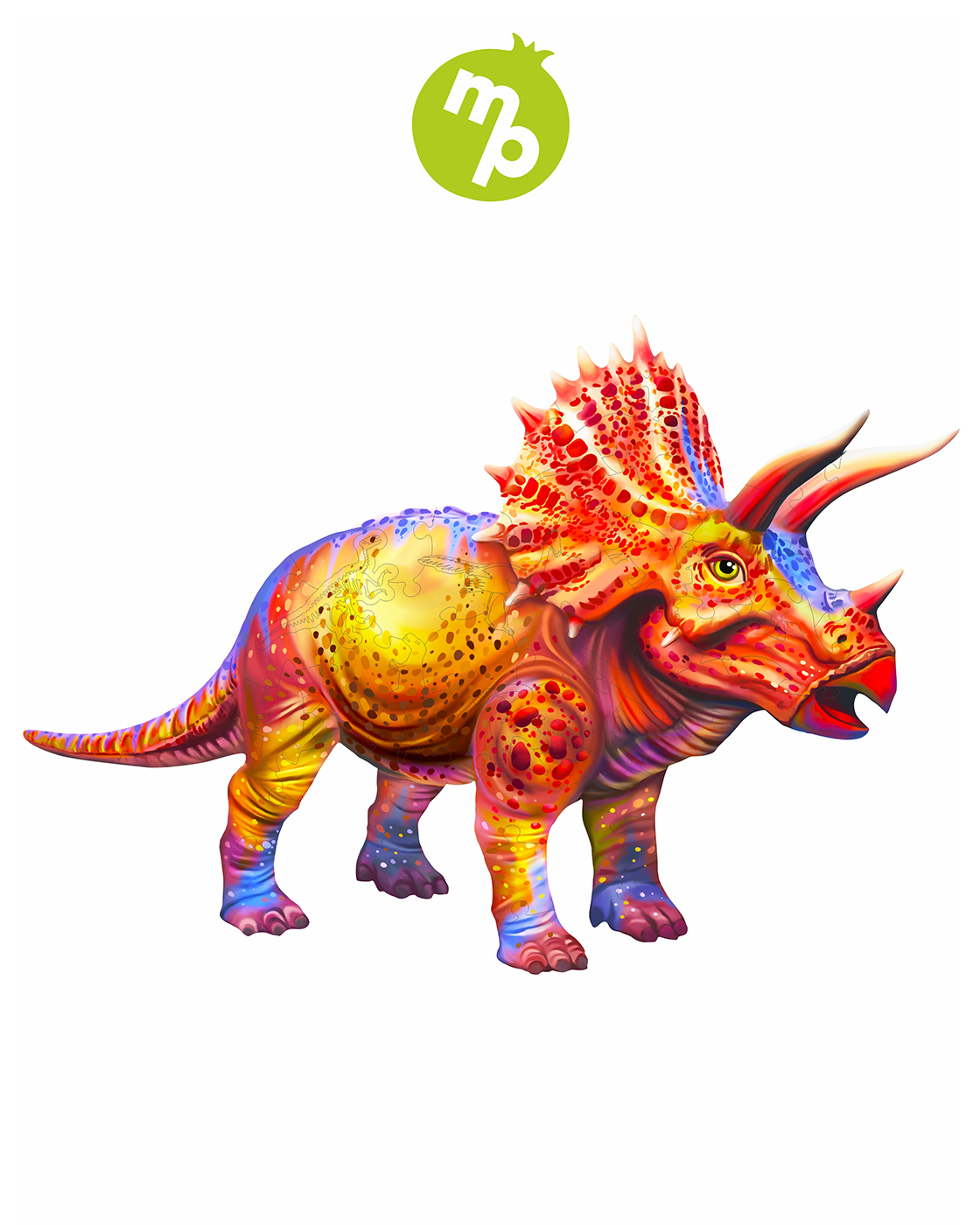 Пазл 1TOY динозавр Трицератопс деревянный - фото 4