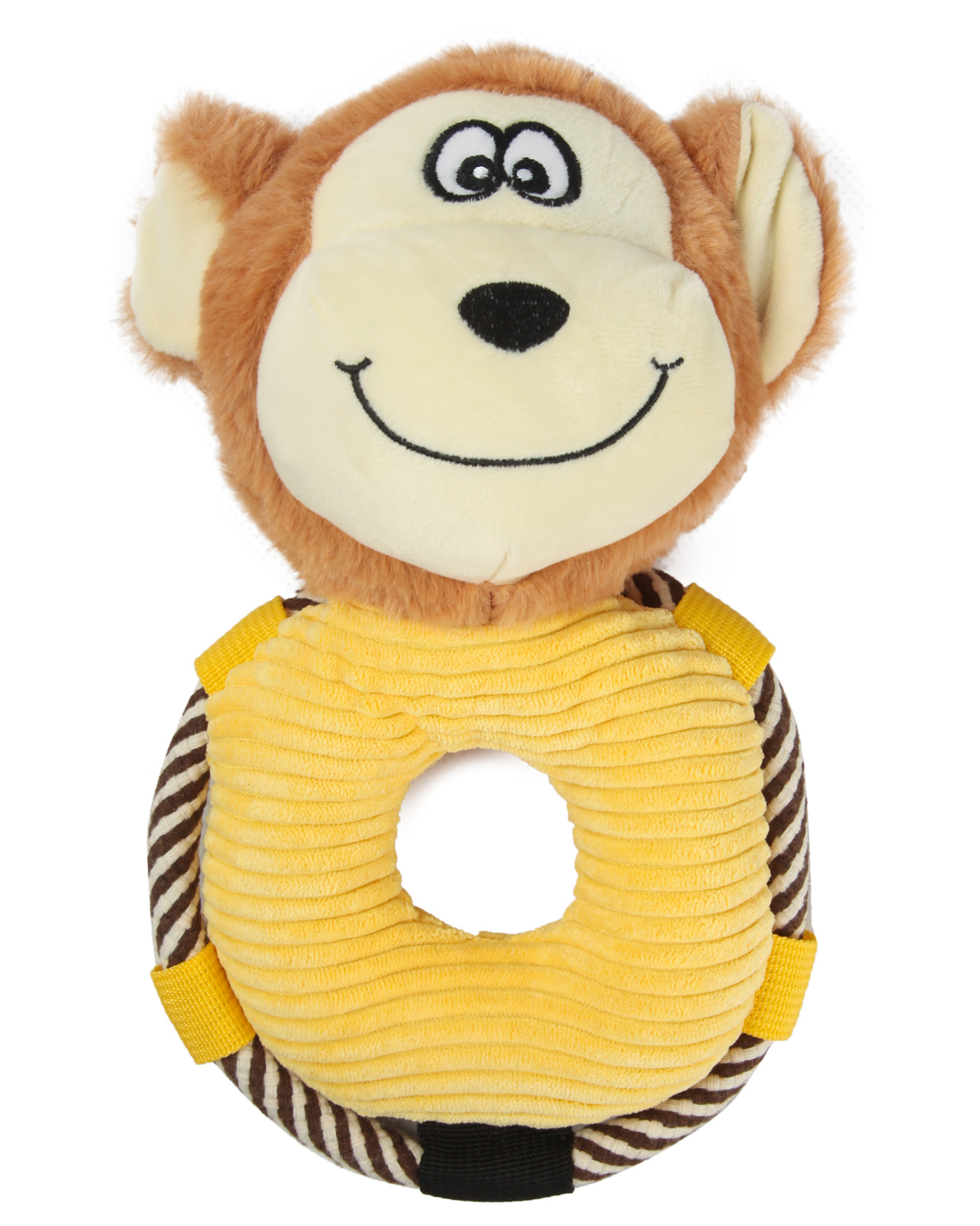 Игрушка для собак Barbaks Обезьянка-кольцо мягкая с пищалкой 27.5*19.5см - фото 1