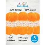 Пряжа для вязания Alize baby best бамбук акрил с эффектом антипиллинг 100 г 240 м 336 оранжевый 5 мотков