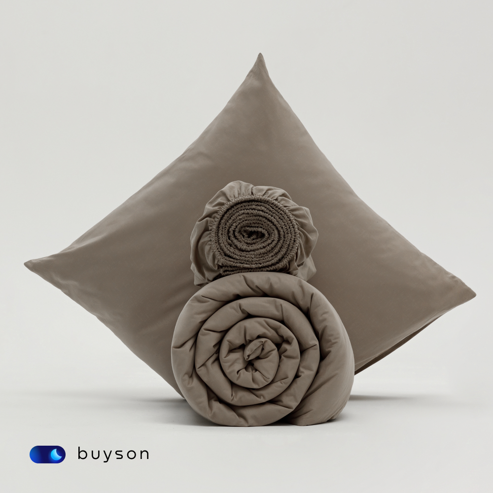 Пододеяльник buyson BuyDream 175х215 см, хлопок (поплин), бежевый - фото 8