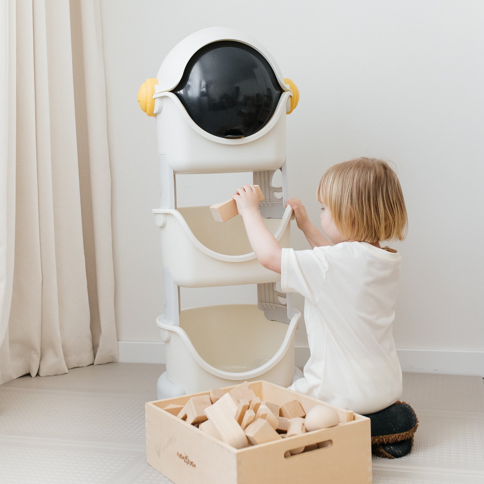 Стеллаж UNIX Kids Cosmo 3 levels Grey на колесиках - фото 11