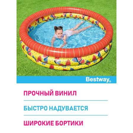 Детский круглый бассейн Bestway Яркие бабочки 168х38 см 508 л 3 кольца