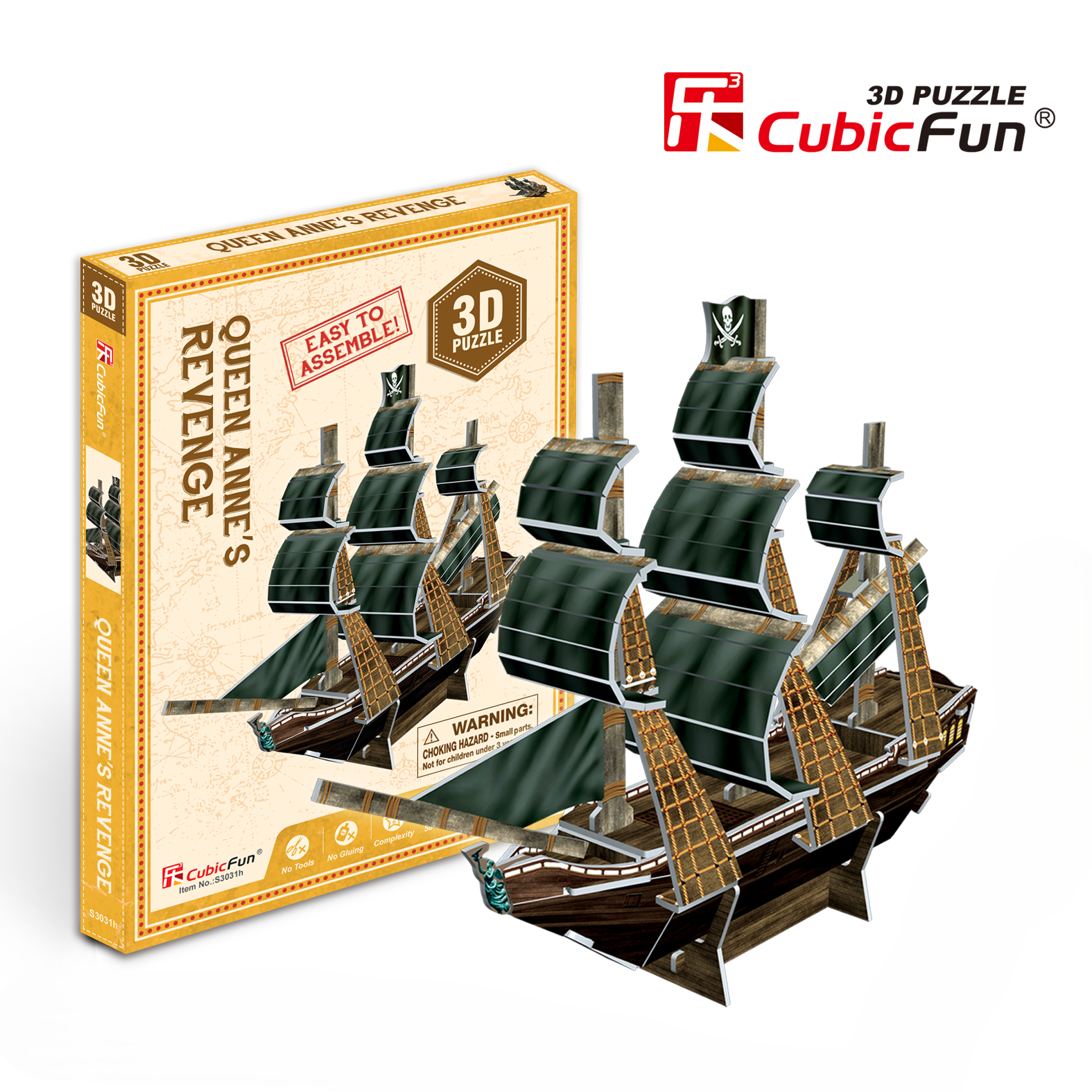 Пазл CubicFun Корабль Месть королевы Анны 3D - фото 6