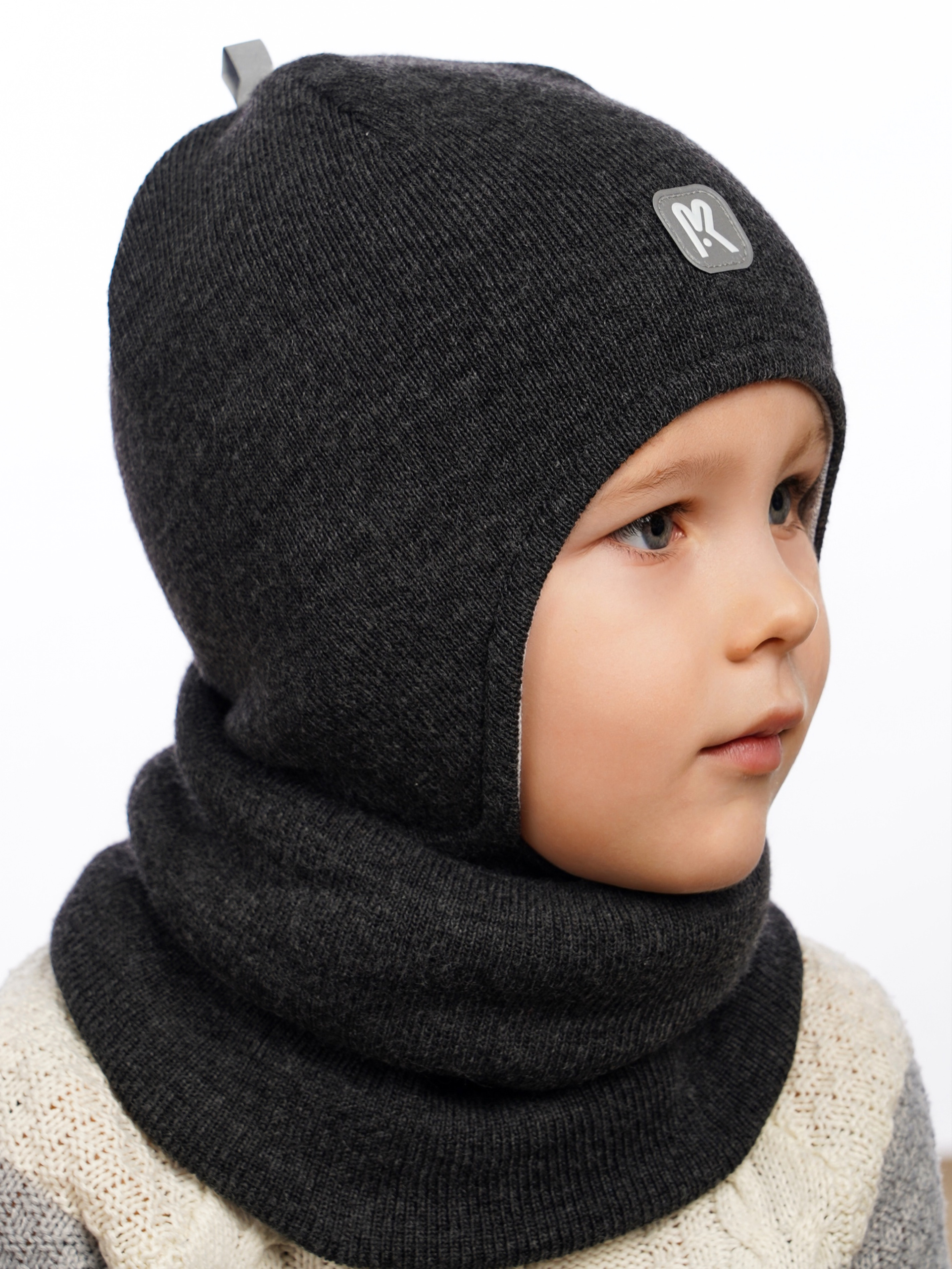 Шапка и снуд ПриКиндер U-Sp232724 Графит - фото 4