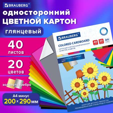 Цветной картон Brauberg