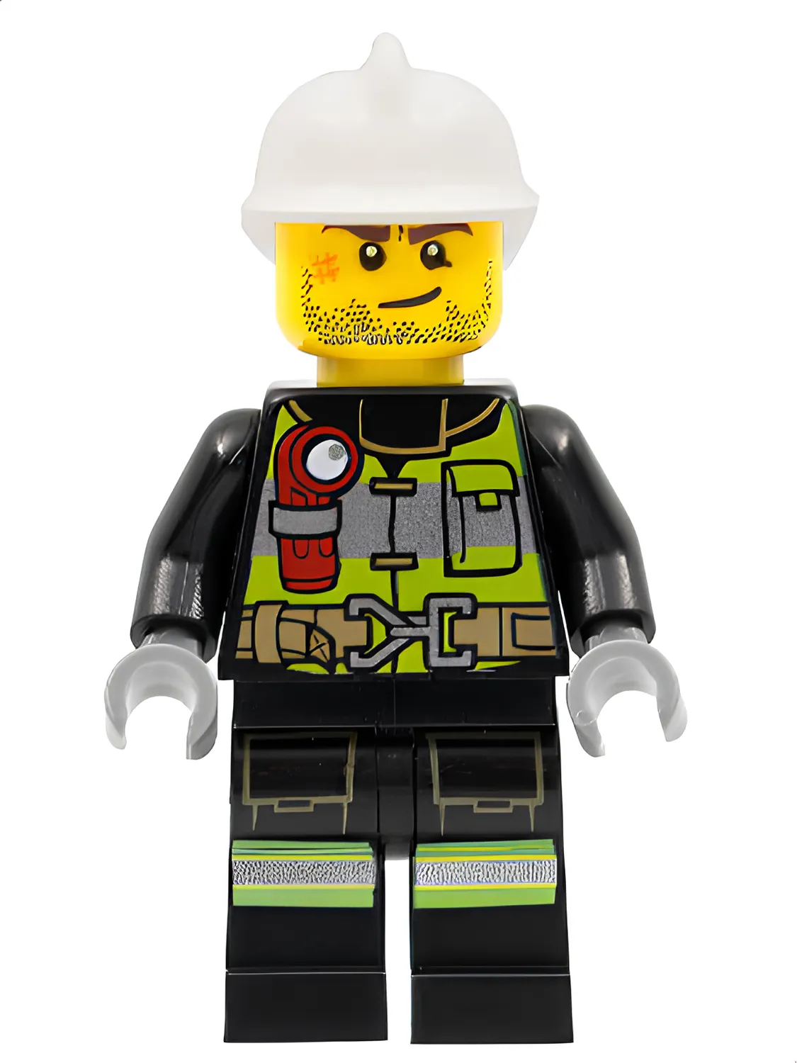 Изображение товара Минифигурка LEGO Fire Reflective со световыми полосами и каской Изображение товара Минифигурка LEGO Fire Reflective со световыми полосами и каской