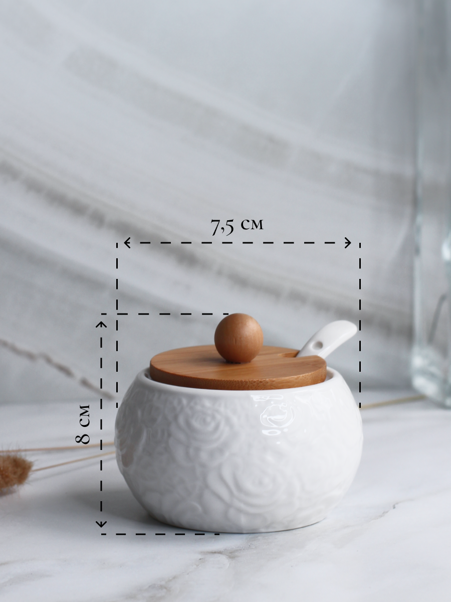 Сахарница Balsford Фарфоровая белая с ложечкой 400 мл - фото 3