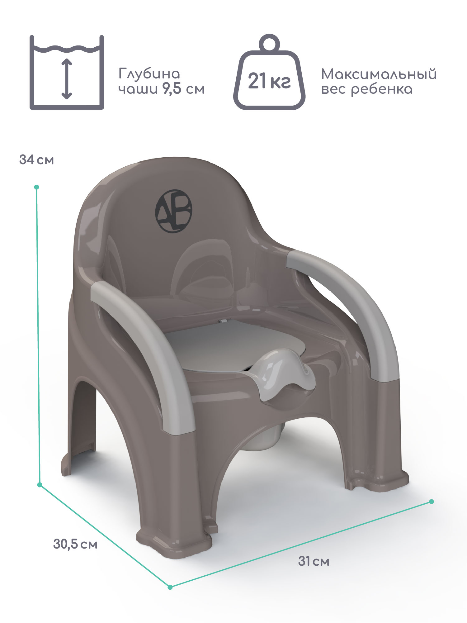 Горшок Amarobaby Baby chair стульчик серый - фото 2
