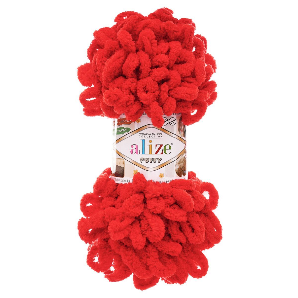 Пряжа для вязания Alize puffy 100 г 9 м микрополиэстер фантазийная плюшевая 56 красный 5 мотков - фото 5