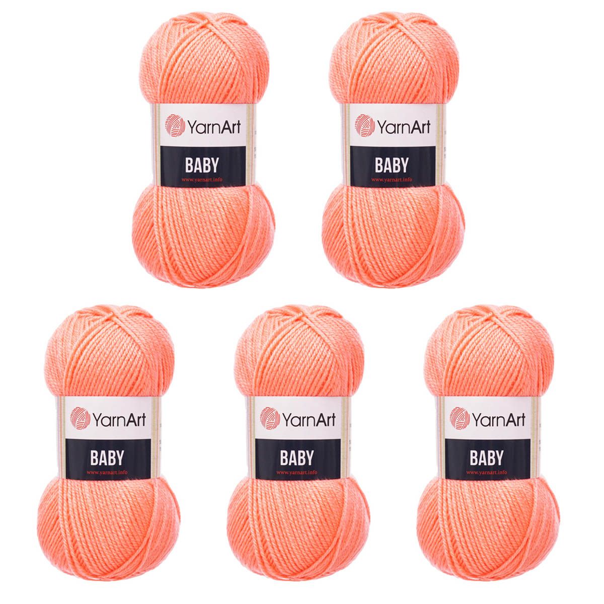 Пряжа для вязания YarnArt Baby 50 гр 150 м акрил мягкая детская 5 мотков 622 персик - фото 8