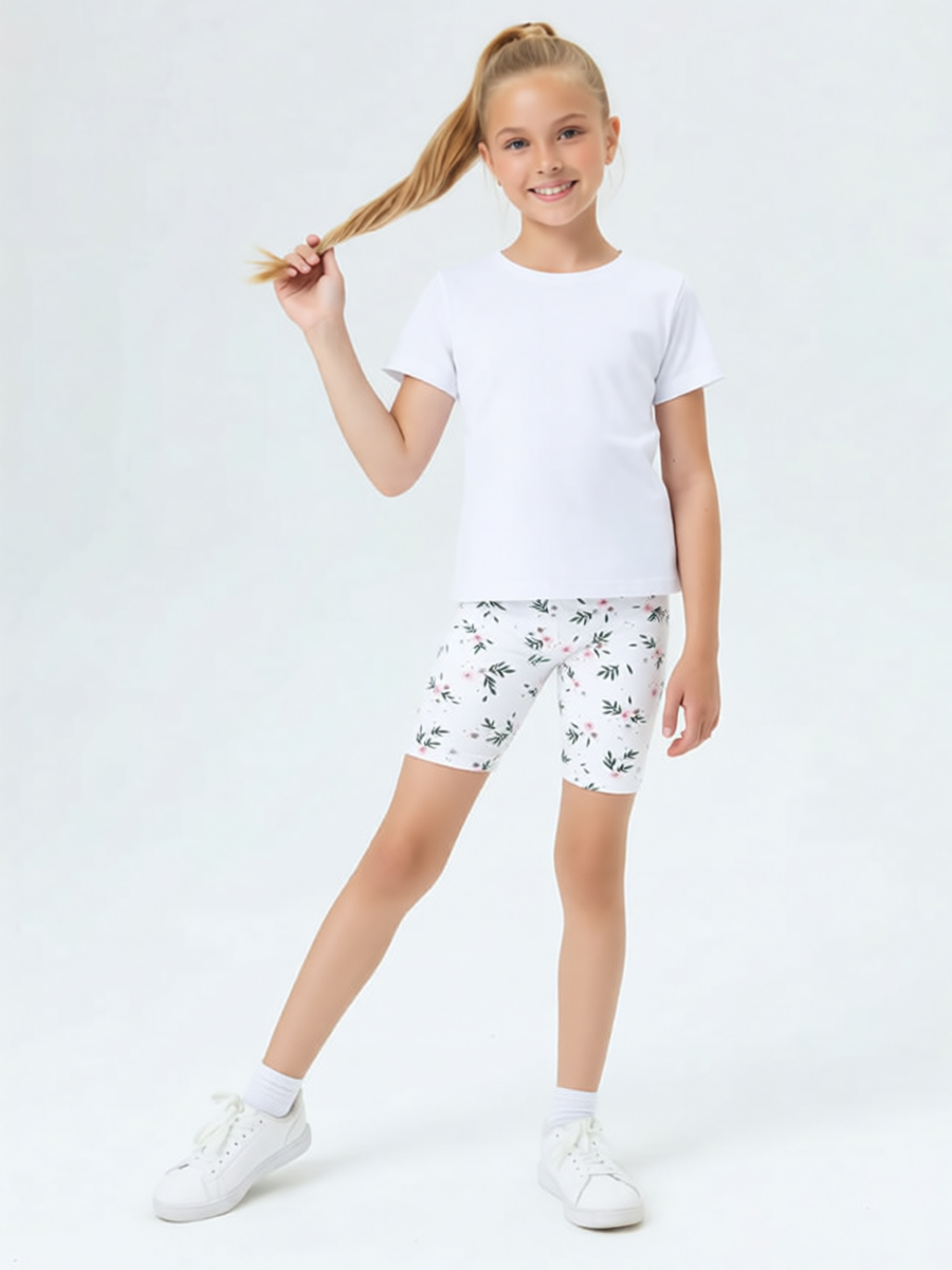 Велосипедки Персона Junior Сказочные цветы белые - фото 1