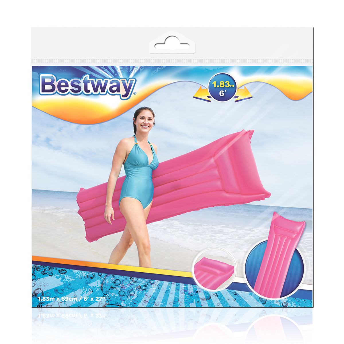 Матрас надувной BESTWAY для плавания 183х69см 44007-p розовый - фото 7