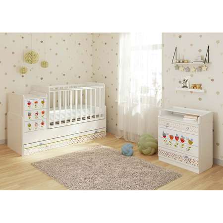 Комод Polini kids Simple 1580 Сонные котята Белый