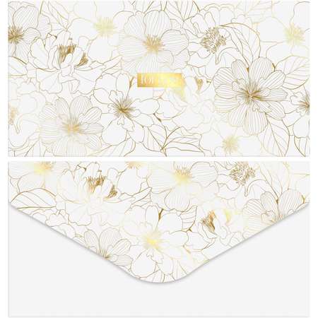 Конверт для денег Meshu Gold flower 85*164мм матовая ламинация фольга в ассортименте MS_65052