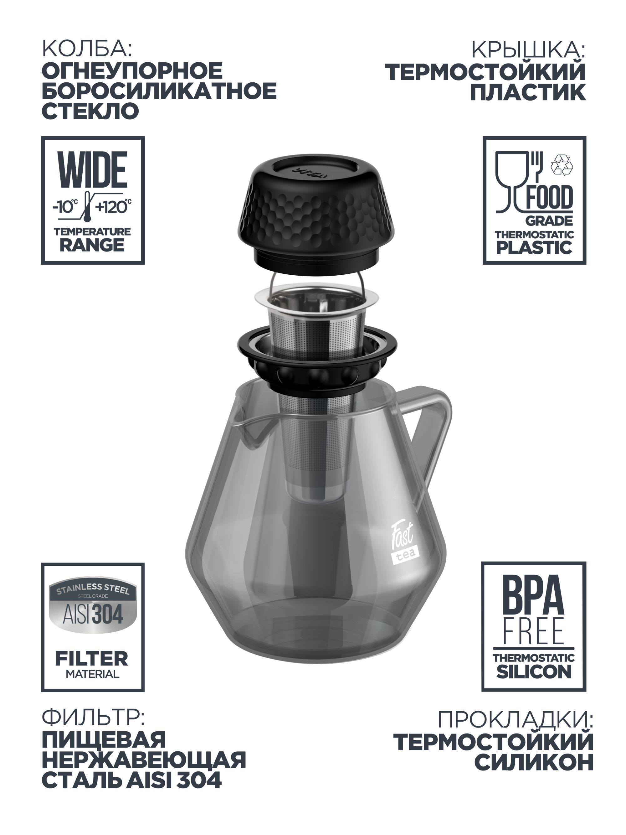 Чайник заварочный Vitax Fast Tea - фото 4